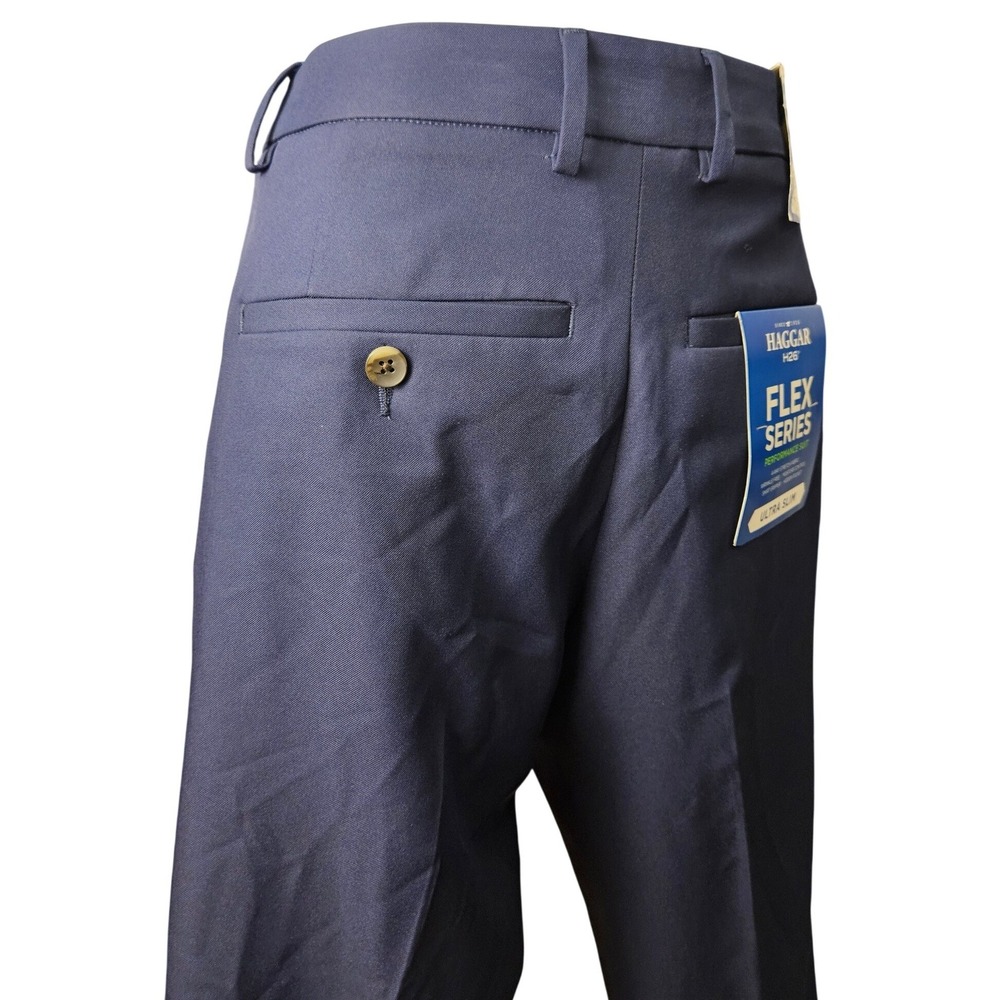 Haggar H26 Suit Pants Mens 34x32 Navy Blue New Ultra Slim Flex Series Trousers - Picture 3 of 7